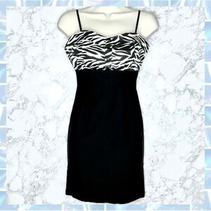 Lipstick 90s Black Zebra Print Form Fitting Mini Dress Juniors Medium